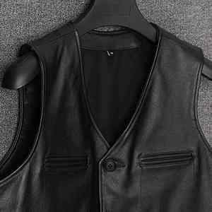 Chalecos de Cuero PU para Hombre, Cuello en V, Resistentes al Viento, Diseño sin Mangas para Invierno, Talla Grande, Chaleco de Cuero Genuino Inteligente con Calefacción para Exteriores - Product Image 3