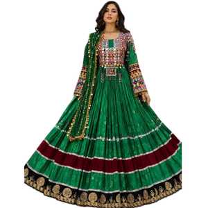 Ethnic Wear Afghan Kuchi Chiffon Floor Length Handmade Embroidered Beaded Appliqued Washable Tribal Afghan Kuchi <b>Wedding</b> <b>Dresses</b> - Product Image 1