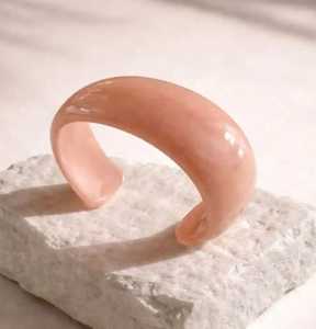 Women's Acrylic Resin <b>Bangle</b> <b>Bracelet</b> with Round Brilliant Cut Design Smooth Finish Solid Color Fashion Elegant Style - Product Image 3