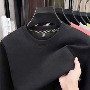 High Quality Men's and Women's Vintage Six-Closure T-Shirt with Sleeves Slim Fit Knitted Fabric 300 Grams <b>Weight</b> Paint Printing - Product Image 1