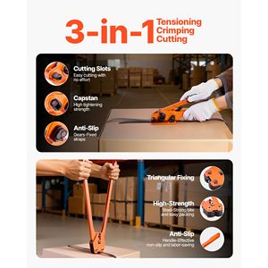 Kit Sigillatore Manuale per Imballaggi Pesanti con 600 Sigilli Metallici, 200 Protezioni Angolari e 2000 ft di Nastro in PET (Materiale PP/PA) - Product Image 4