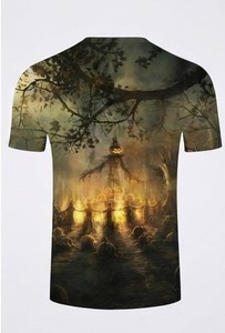 Camiseta Gráfica de Halloween al por Mayor, Personalizada, de Algodón, Unisex, Corte Regular, Cuello Redondo, Manga Corta, Estilo Casual, para Fiestas - Product Image 5