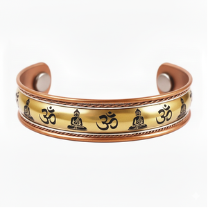 Kada de Cobre con Patrón de Corte de Diamante e Imanes, con Símbolos de Meditación Grabados - Product Image 4