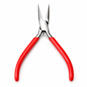 Pince à bec effilé professionnelle en acier inoxydable, outils de fabrication de bijoux, poignée confortable rouge, pour la création de boucles de fil et la perlage - Product Image 1