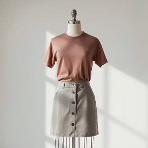 Women Casual T Shirt and <b>Skirt</b> Set Cotton Comfortable Two Piece Outfit with OEM ODM Customization - Product Image 2