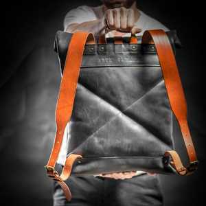 Wholesale Buyers Signature Collection Leather <b>Roll</b> Top Bag High Quality Manufacturing Laptop Rucksack For Export LTBP-0244 - Product Image 2