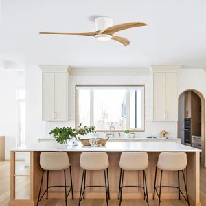 Ventilatore da Soffitto con Pale in Legno Massello da 52 Pollici, Telecomando, Luce, Motore Silenzioso Reversibile a 6 Velocità per Patio, Soggiorno, Camera da Letto - Product Image 2