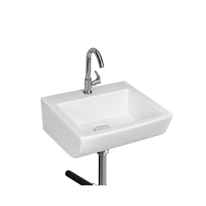 Lavabo de Pared RIVA Rectangular con un Solo Orificio, Grifo Cromado, Diseño Minimalista, Piedra Sinterizada, Capacidad de 12L, Lavabo para Baño - Product Image 1