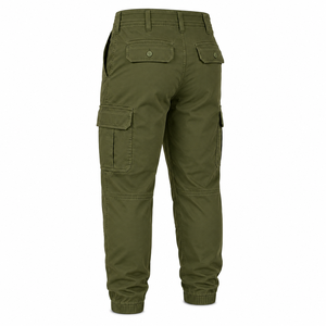 Pantalon cargo homme personnalisé, coupe jogger, avec revers élastiques et poches latérales à rabat, couleur unie - Product Image 4