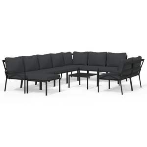 Conjunto de Muebles de Jardín de Acero con Recubrimiento en Polvo Negro y Gris, con Muebles de Exterior de Poliéster Mediano de Primera Calidad - Product Image 2