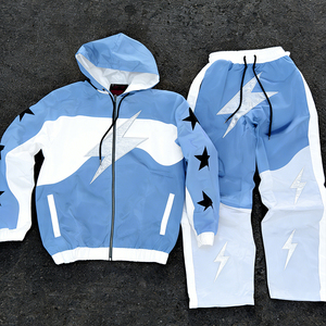Conjunto Deportivo de Invierno para Hombre, Tejido Transpirable de Primera Calidad, Chaqueta con Capucha y Cierre, Pantalones y Gabardina Informal - Product Image 1