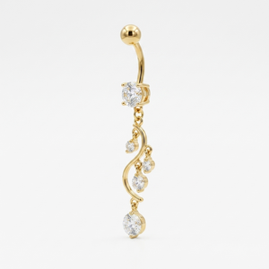 Piercing para ombligo en tono oro de 10k con barra y diamante transparente, joyería para ombligo para mujer - Product Image 2