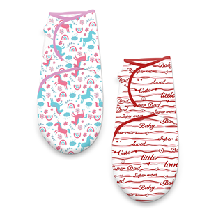 Polka Tots Pack de dos envolturas con estampado de unicornio y amor-Multicolor - Product Image 1