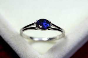 Bague Solitaire Ovale Délicate en Saphir Bleu Pierre de Naissance de Septembre pour Femme, en Argent Sterling Massif 925, pour Fiançailles, Promesse ou Cadeau - Product Image 4