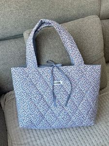 Floral Print Cotton <b>Tote</b> Bag With Pink Bow Closure Elegant Daily Use Women's Handbag Custom Logo Satin Printed Beach <b>Tote</b> Bag - Product Image 3