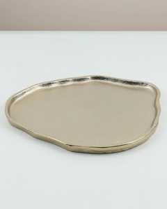 Gold Pineapple <b>Coaster</b> <b>Ceramic</b> Decorative Tray Plant Pattern Glam Design Irregular Shape Serving Accessory - Product Image 3