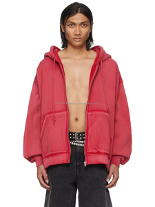 Oversized <b>Hoodie</b> Women Cotton Acid Wash Sun Faded <b>Vintage</b> Streetwear Heavyweight <b>Zip</b> <b>Up</b> Fleece Distressed Sun Faded <b>Hoodie</b> - Product Image 2