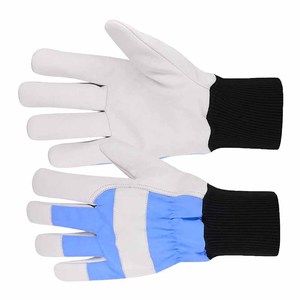 Gants de travail unisexes en cuir de chèvre haute visibilité avec doublure en polaire fluorescente pour la sécurité des mains, gants de jardinage personnalisables avec logo - Product Image 6