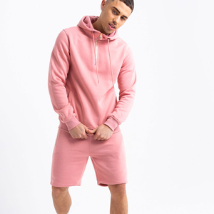 Custom 100% Cotton Half Zipper Hoodies Shorts <b>Set</b> Unisex High Quality French Terry Men Hoodie Short <b>Sets</b> for Men - Product Image 3