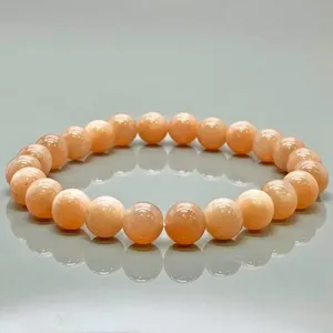 Natural Peach Moonstone 8mm Smooth Round AA Grade Gemstone Beads <b>Stretch</b> <b>Bracelet</b> Healing Jewelry Wholesale - Product Image 6