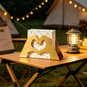 Luxury <b>Gold</b> Heart Shape Napkin Holder, Decorative Metal <b>Paper</b> <b>Tissue</b> Stand Kitchen Restaurant Hotel Party and Home Decor - Product Image 6