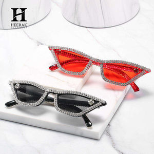 Luxury Full Rhinestone Cat Eye <b>Sunglasses</b> Women <b>Small</b> <b>Frame</b> Crystal Diamond Vintage Designer Shades - Product Image 1