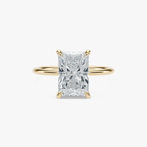 Anillo de Diamante Solitario de Corte Radiante de 3.5 Quilates Cultivado en Laboratorio, Anillo de Compromiso de Oro Amarillo de 14K - Product Image 2