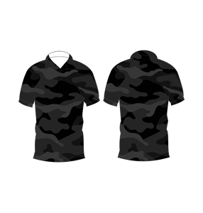 เสื้อโปโลลายพรางสีดำสำหรับผู้ชาย แขนสั้น ลำลอง พิมพ์ลาย เสื้อยืดกอล์ฟ - Product Image 3