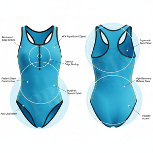 Traje de Baño Deportivo Personalizado de Una Pieza con Espalda Cruzada y Cremallera Frontal, de Secado Rápido, Ropa de Natación Atlética, Conjunto de Bikini Hecho a Medida - Product Image 2