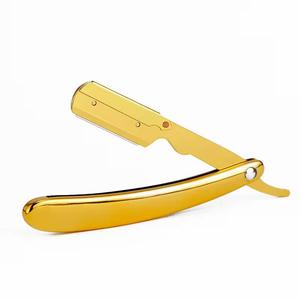 Folding Straight <b>Razor</b> Stainless Steel <b>Single</b> <b>Blade</b> Plastic Handle Silver Gold Black for Face Shaving - Product Image 4