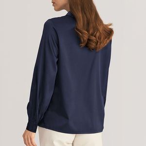 Luxury Style Pure Silk <b>Satin</b> Shirt Silk <b>Blouse</b> Women's Long Sleeve 100% Mulberry Silk Shirt - Product Image 2