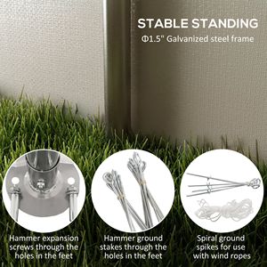 Pavillon de garage portable robuste 10x19.5 Tan avec fenêtres et portes en maille pour stockage extérieur - Product Image 5