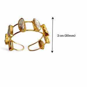 Gold Baroque Pearl Cuff <b>Bracelet</b> Handmade Brass Bangle <b>Boho</b> Jewelry Bangle Handmade Floral Design Fashion Cuff <b>Bracelets</b> - Product Image 1