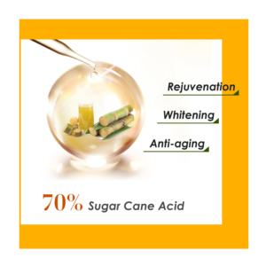 Suero Blanqueador de Piel Antienvejecimiento con Ácido de Caña de Azúcar al 70% de Marca OEM para Piel Negra, Producto en Gel Exfoliante - Product Image 4