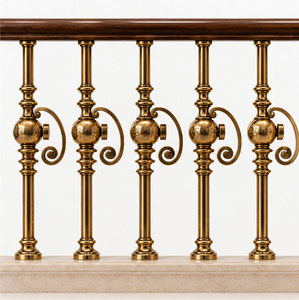Barandilla Clásica en Tono Latón con Balaustres Esféricos para Escaleras y Balcones, Pasamanos y Barandales Metálicos - Product Image 3