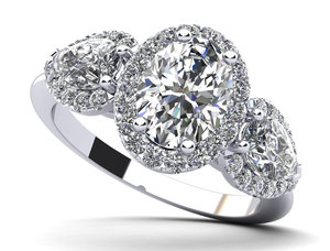 Anillo de Compromiso con Diamante Cultivado en Laboratorio, Corte Oval y Pera, Certificado por IGI, 1.25 Ct, Oro de 18K, Anillo de Fiesta con Pavé de Diamantes Creados en Laboratorio - Product Image 3