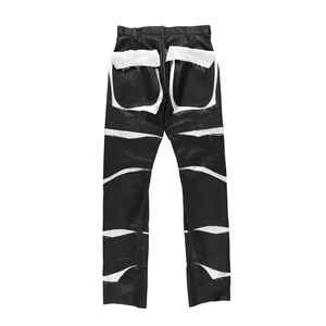 Pantalones Cargo de Cintura Alta con Parches para Mujer, Talla Grande, Estilo Utilitario en Blanco y Negro, Corte Regular, para Otoño - Product Image 6