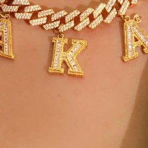 Gold AKA Cuban Link <b>Necklace</b> Letter Pendant Chain Jewelry for Women Fashion <b>Statement</b> <b>Necklace</b> Gift Party Daily Wear Accessories - Product Image 3