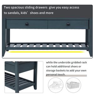 Shoe Rack with Comfortable <b>Cushioned</b> Seat and Practical Drawers Entryway Multipurpose <b>Storage</b> Bench - Product Image 4