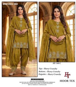 Festival wear Crunchy with <b>Silver</b> Embroidery work Readymade Full-Sleeve <b>Suit</b>-Farshi Salwar-Dupatta Set Online Shopping India - Product Image 3