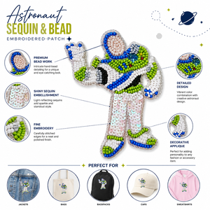Parche Bordado con Lentejuelas y Cuentas de Astronauta, Aplique Decorativo Personalizado para Ropa, Mochilas y Accesorios - Product Image 6