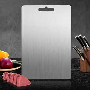 Planche à découper rectangulaire en acier inoxydable, antidérapante, facile à nettoyer, durable, non toxique, pour la cuisine - Product Image 1