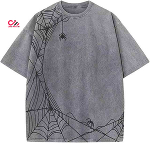 Camisetas Vintage para Hombre con Efecto Desgastado y Lavado Ácido, 100% Algodón, Estilo Oversize, Streetwear, Tejido Jersey Grueso, Tallas Grandes, OEM - Product Image 1