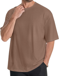 Camiseta de Punto Larga y Holgada para Hombre, 100% Algodón Ecológico, Transpirable, de Secado Rápido, Color Sólido, Manga Corta, Cuello Redondo - Product Image 5