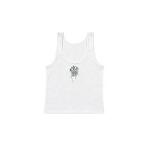 White Women's Tank <b>Top</b> With Front Jellyfish Embroidery Scoop Neck Casual Breathable Cotton Daily Wear Front Decoration Tank <b>Top</b> - Product Image 1