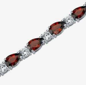 Garnet Teardrop Tennis <b>Bracelet</b> Sterling Silver Gold Pear Shape 13.75 Carat Elegant <b>Red</b> Gemstone Bridal Party Jewelry Gift Her - Product Image 2