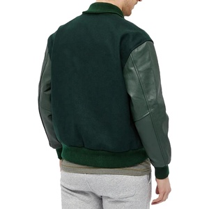 Veste bomber universitaire respirante en laine molten 100% avec logo personnalisé, manches en cuir de vachette véritable, pour l'hiver - Product Image 5