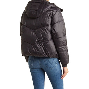 <b>Machine</b> Sewn Long Sleeve Zipper Up Ladies Puffer Padded Jacket Classic Design Made Plain Solid Color Puffer Jackets In Low MOQ - Product Image 5