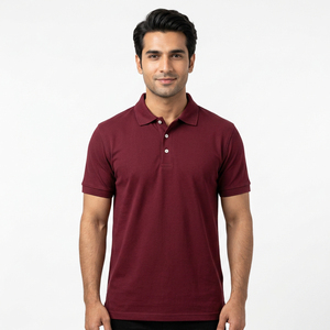 Polo respirant pour homme en coton, tissu décontracté, toucher doux, col côtelé, trois boutons, vêtement confortable pour tous les jours - Product Image 1