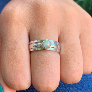 Natural Ethiopian Opal <b>Spinner</b> <b>Ring</b> 925 Sterling <b>Silver</b> Handmade Anxiety Fidget <b>Ring</b> Jewelry - Product Image 2